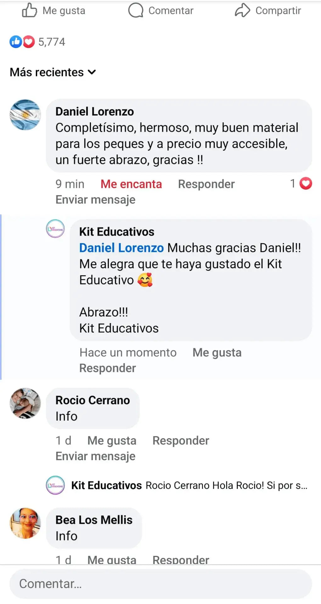 Testimonio Kit Educativo